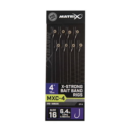 Matrix MXC-4 4” X-STRONG BAIT BAND RIGS - gotowe przypony z gumką 10 cm rozmiar 16