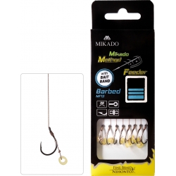 Mikado -PRZYPON MF - Z GUMKĄ - hak z zadziorem nr 10 / plecionka: 0.12mm/10cm