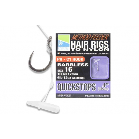 Preston Innovations Method Feeder Hair Rigs Quickstops 6"(10cm) - przypony